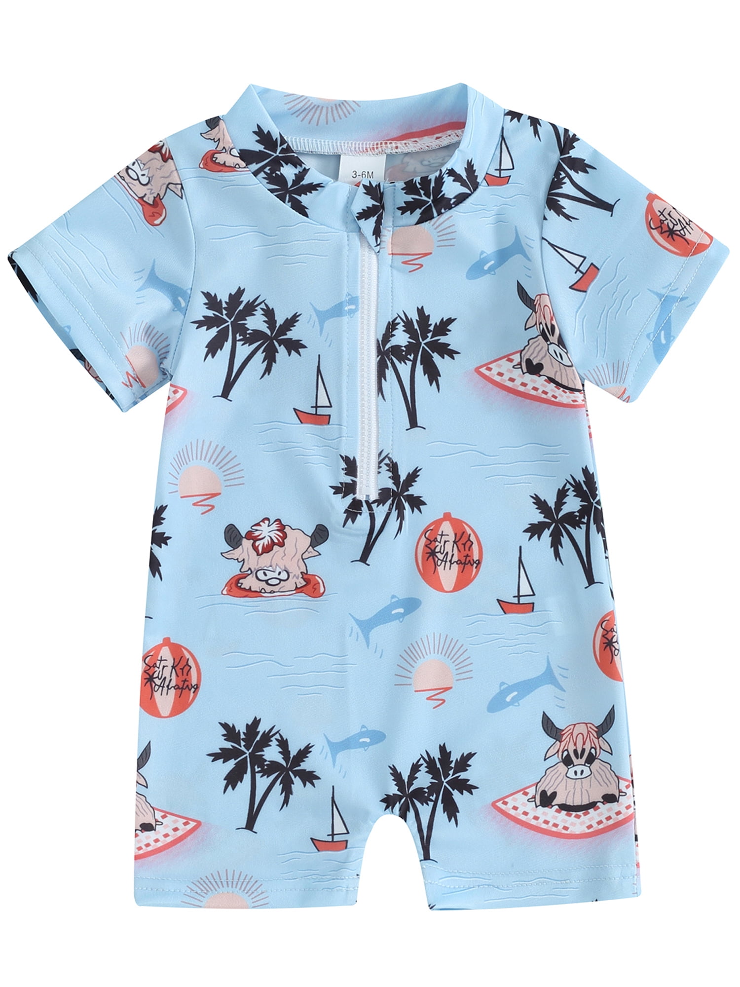 Mevireiy Baby Boy Rash Guard Swimsuit Sun Protection One Piece Zipper