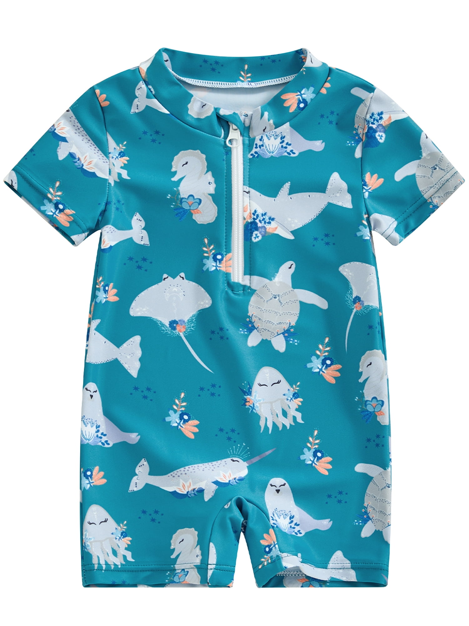 Mevireiy Baby Boy Rash Guard Swimsuit Sun Protection One Piece Zipper