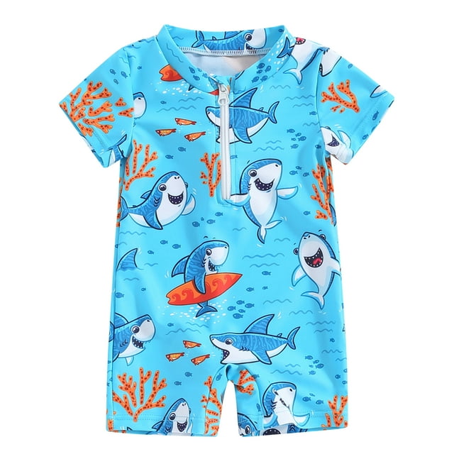 Mevireiy Baby Boy Rash Guard Swimsuit Sun Protection One Piece Zipper
