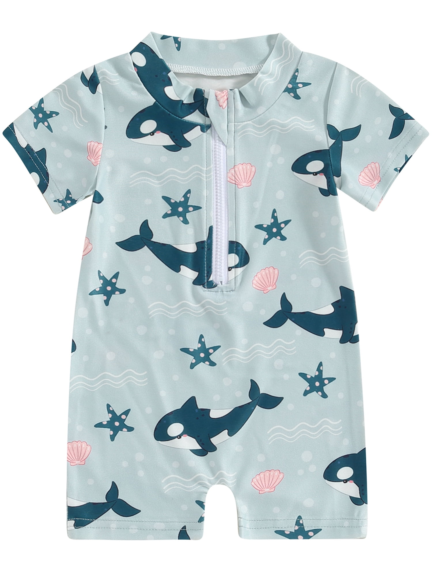 Mevireiy Baby Boy Rash Guard Swimsuit Sun Protection One Piece Zipper