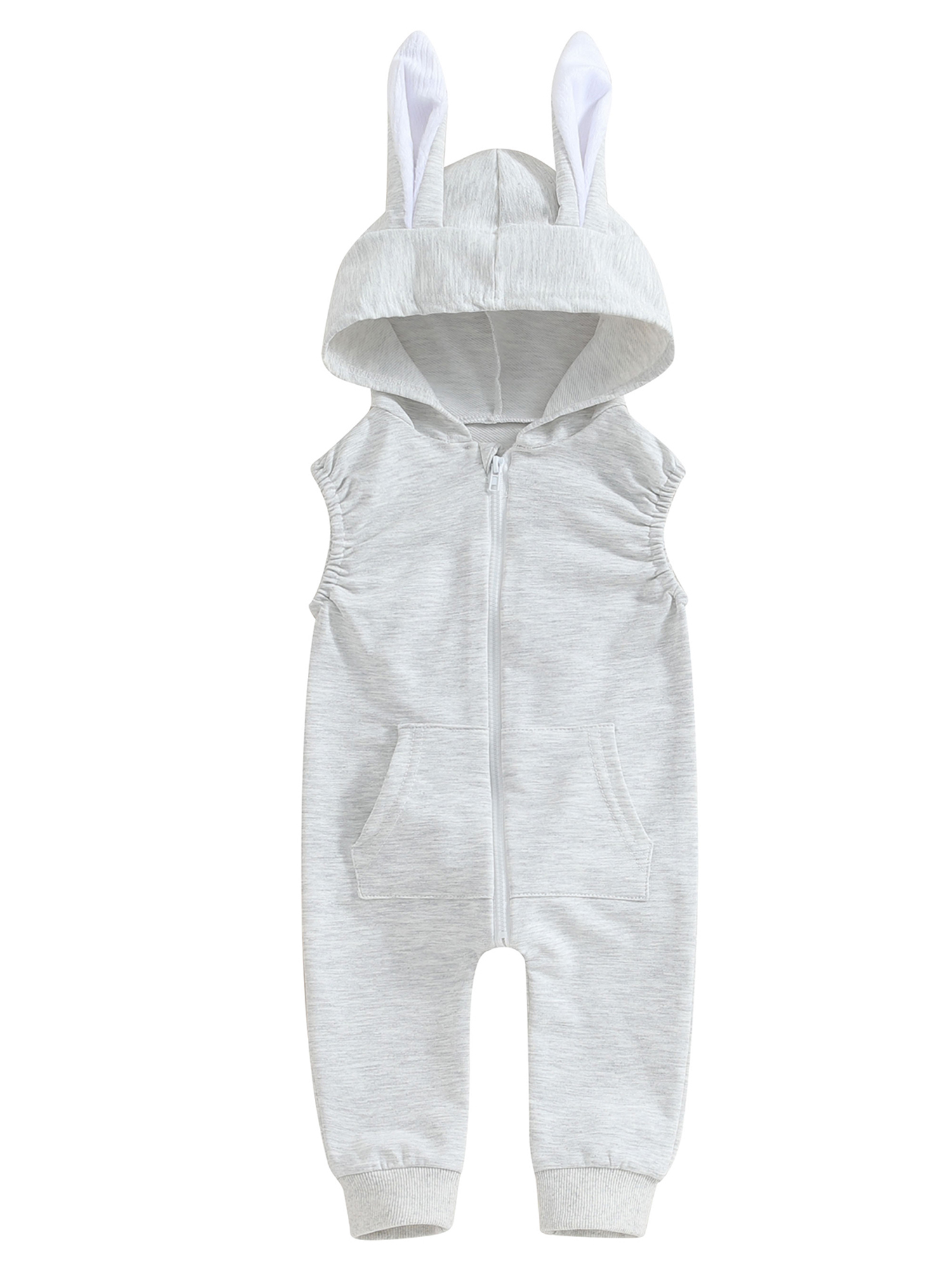Mevireiy Baby Easter Hooded Jumpsuit Zip Up Front Pocket 3D Bunny ...