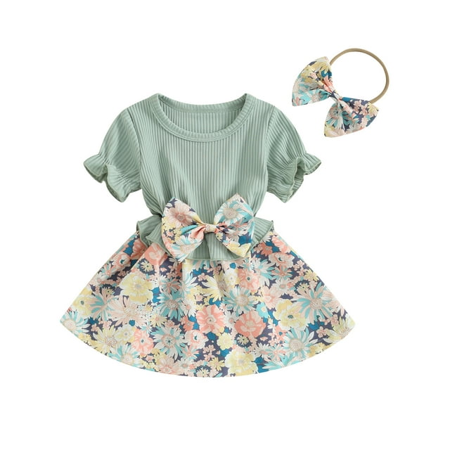 Summer Dress For Baby Girl In Light Green Shirt With Skirt main image 0