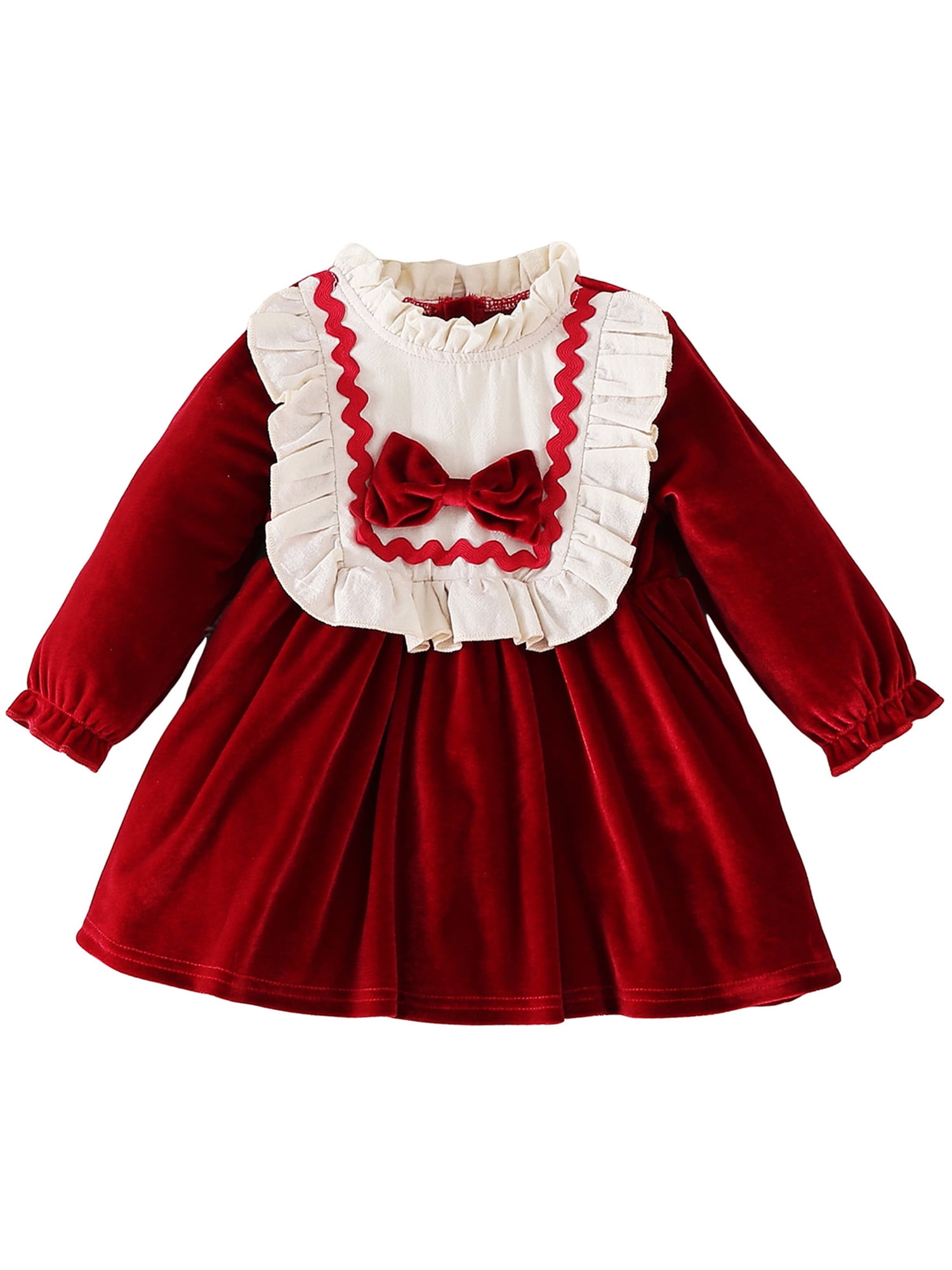 Mevireiy Baby Girl Velvet Dress Long Sleeve Ruffle Bowknot Fall Winter Party Dresses, Red, 18-24 Months - Walmart Business Supplies Mevireiy Baby Girl Velvet Dress Long Sleeve Ruffle Bowknot Fall Winter Party Dresses, Red, 18-24 Months - Walmart Business Supplies