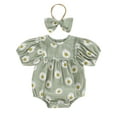 thumbnail image 1 of Mevireiy Baby Girls Daisy Bubble Romper Short Sleeve Onesie Bodysuit Summer Outfits,Green,12-18 Months, 1 of 7