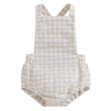 Mevireiy Baby Girls Halter Romper Plaid Sleeveless Bodysuit Jumpsuit Sunsuit,Yellow,6-9 Months