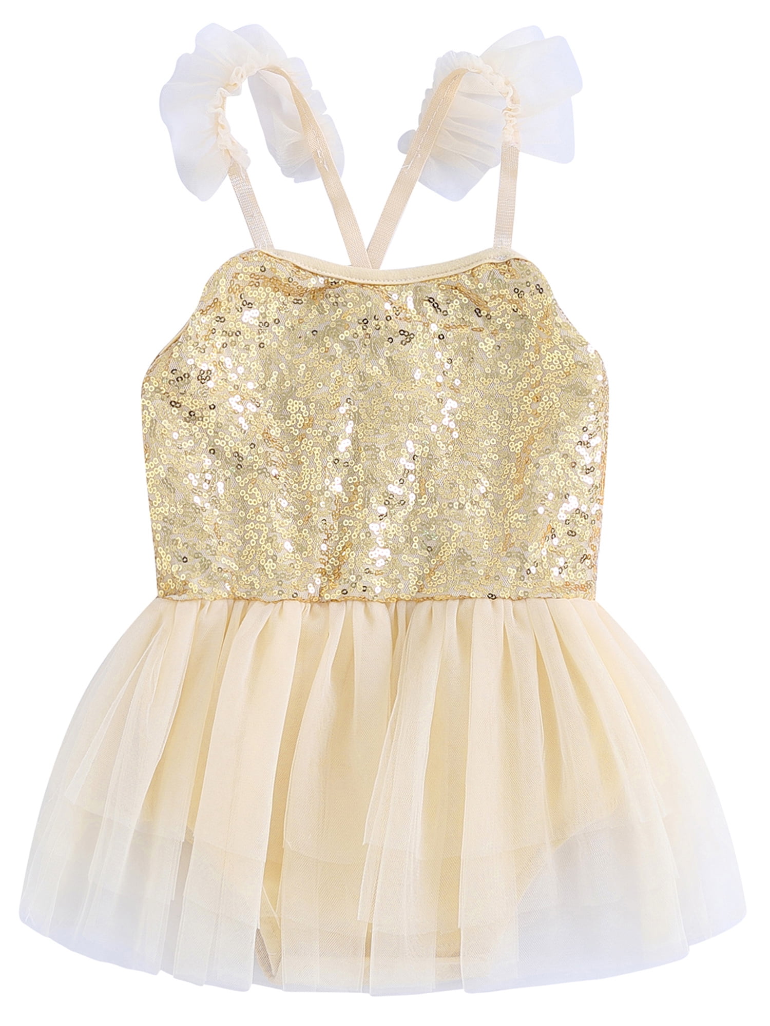 Mevireiy Baby Girls Sequins Halter Romper Dress Mesh Tulle Patchwork