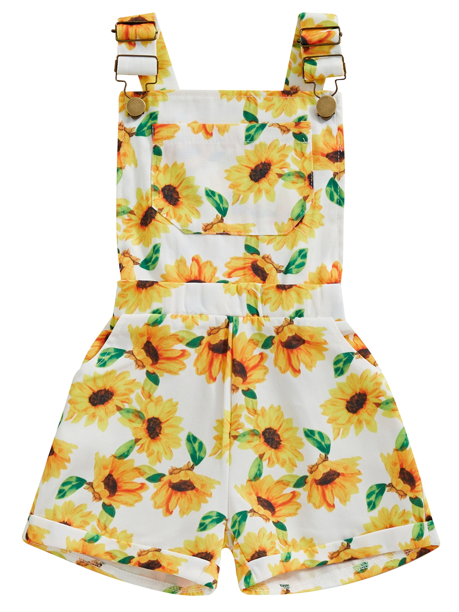 Summer Sunflower Print Suspenders Jumpsuit High Waist Romper main image 1