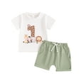 thumbnail image 1 of Mevireiy First Birthday Baby Boys Outfit Animal Print Short Sleeve T Shirt Tops Elastic Waist Shorts, 1 of 7
