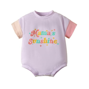 Mevireiy Mamas Bestie Romper Tops Contrast Color Short Sleeve Onesie Bodysuit Outfits, Multi-color, 12-18 Months