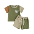 thumbnail image 1 of Mevireiy Mamas Boy Daddys Girl Print T Shirt Tops Elastic Jogger Shorts Summer Outfits, Brown, 2-3 Years, 1 of 7