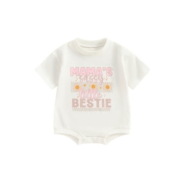 Mevireiy Mamas Girl Romper Casual Letter Print Short Sleeve Onesie Bodysuit Outfits,Multi-color,0-3 Months