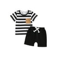 Mevireiy Newborn Baby Boys Striped Outfits Short Sleeve Pocket T Shirt