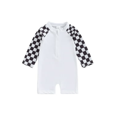 Mevireiy Toddler Baby Boy One Piece Rash Guard Swimsuit Long Sleeve Zipper Beach Swimwear UPF 50+