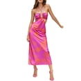 thumbnail image 1 of Mevireiy Women Criss Cross Halter Tie-Up Long Dress Backless Cut Out Club Party Fitted Dresses, Blue, S, 1 of 7
