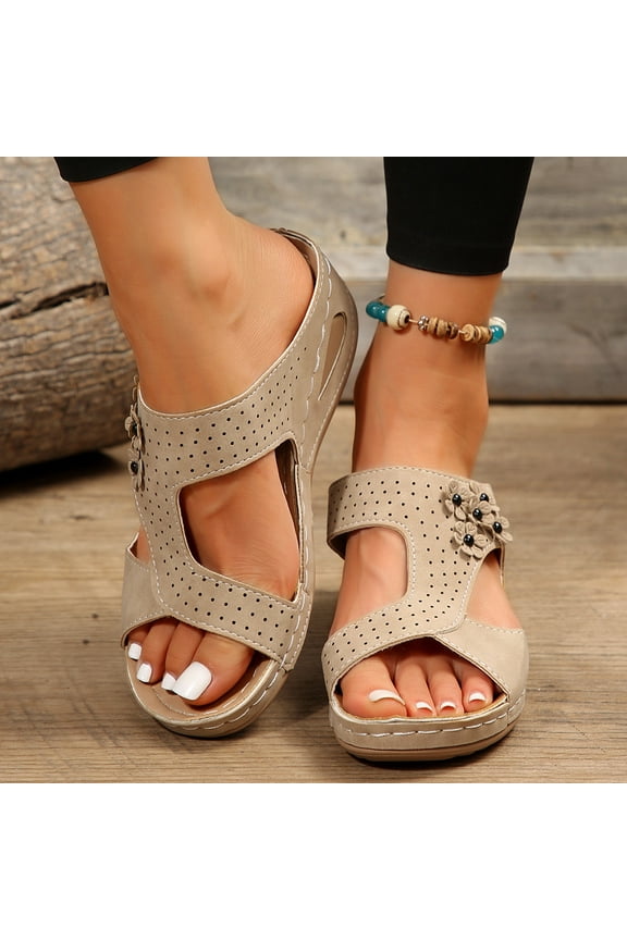 Orthopedic Sandals for Women Comfortable Wedge Shoes Slip On Wide Width Sandals Flip Flops Casual Walking Sandals Arch Support Slides Sandals 7.5