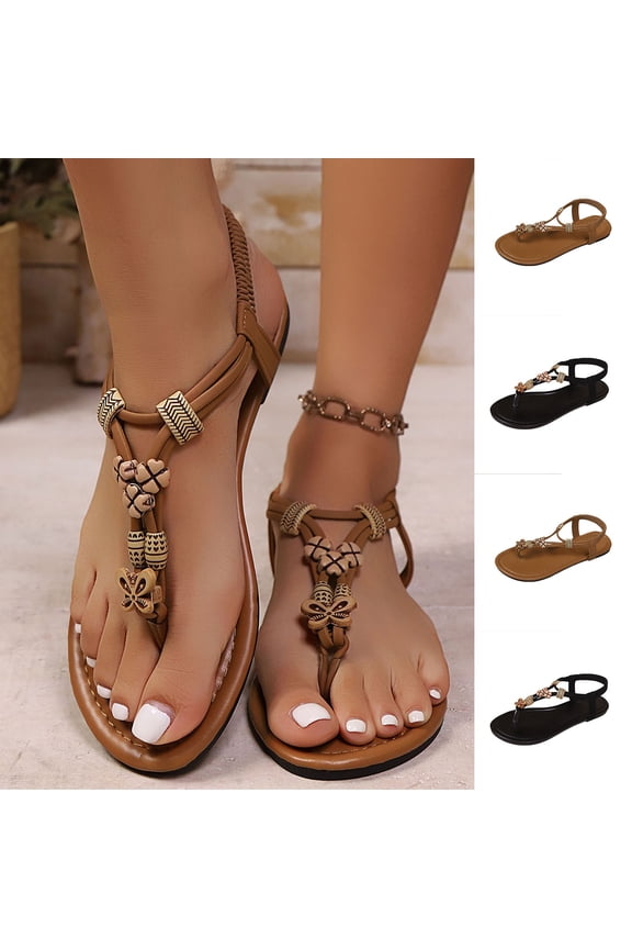 Women's Bohemian Flat Fish Mouth Sandals Slip On Casual for Leisure Outdoor Indoor Wear 5.5