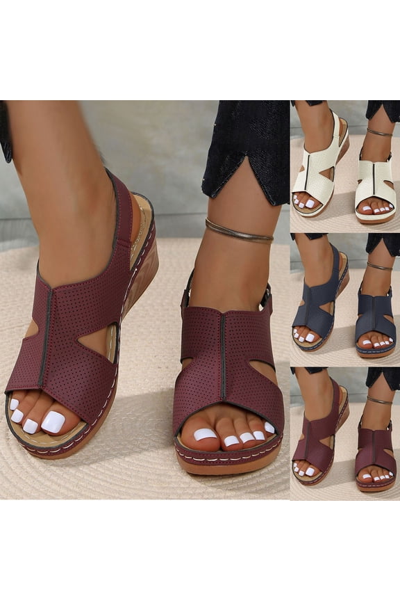 Women's Faux Wood Sandal Chunky Block Heels Sandals Dressy Open Toe Ankle Strap Buckle Platform Sandals Breathable Wide Width Work Office Walking Shoes 7