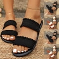 thumbnail image 1 of Qodauz Women's Sandals Casual Braided Dressy Summer Square Toe Quilted Flat Sandals 6.5, 1 of 9