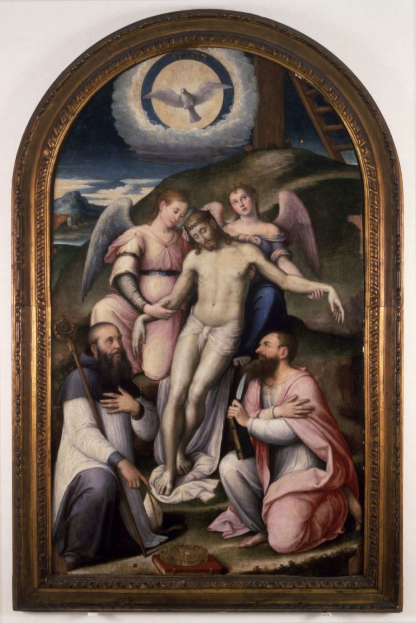 Mew And The Abbot Of Classe (Cristo Morto Sorretto Da Angeli Tra San Bartolomeo E LAbate Di Classe) Canvas Art - (18 x 24)