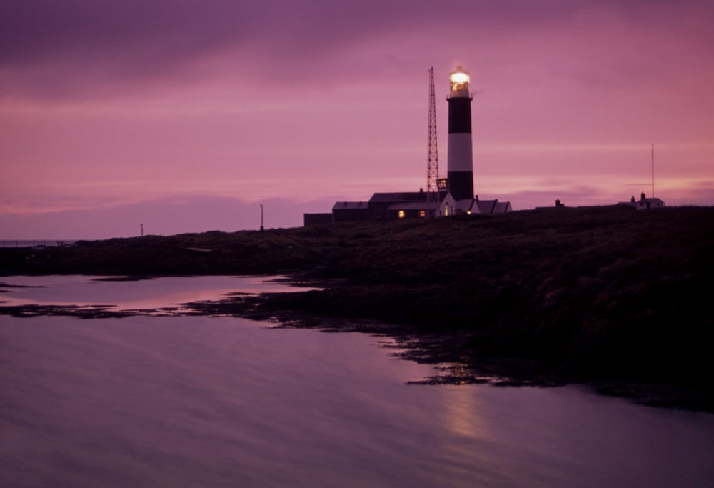 Mew Island Belfast Lough County Antrim Ireland Lighthouse Beacon At Night Canvas Art - Richard Cummins Design Pics (18 x 12)