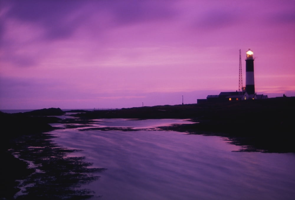 Mew Island Belfast Lough County Down Ireland Lighthouse At Dusk Canvas Art - Richard Cummins Design Pics (18 x 12)