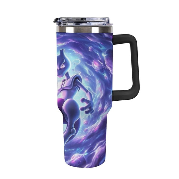 Mew-two 40oz Large Capacity Car Cup Tumbler with Handle And Straw Lid, Insulated Stainless Steel Double Wall Vacuum Travel Mug, Leak-proof Large Capacity Car Cup,Cupholder Friendly, Keeps Cold Or Hot