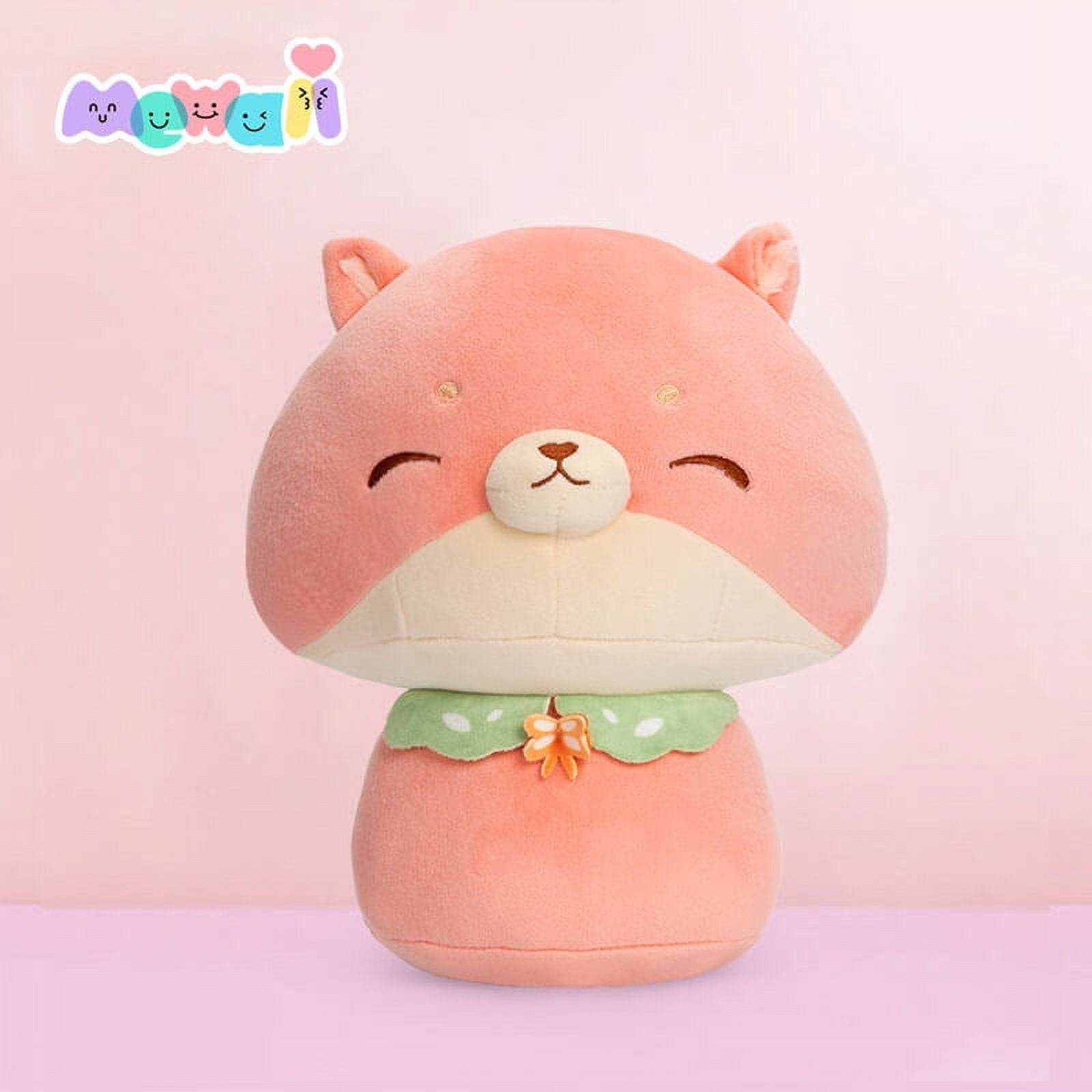 Mewaii 13.5 Cute Cat Plush Mushroom Pillow Soft Stuffed Animals 