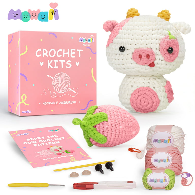 Mewaii Crochet Kit for Beginners, Complete DIY Crochet Kit Animals with  40%+ Pre-Started Tape Yarn