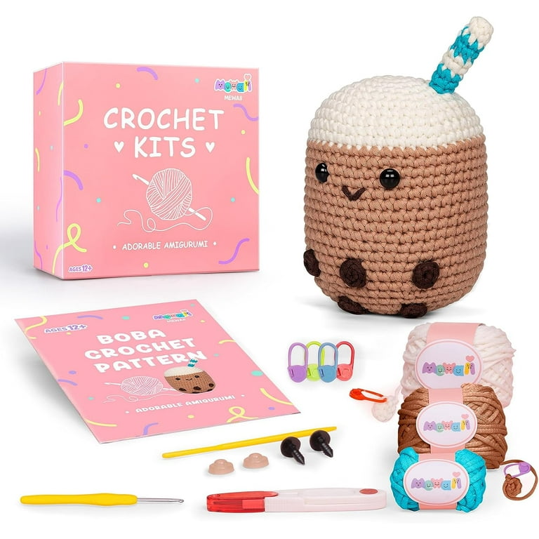 Mewaii® Crochet Boba Crochet Kit for Beginners with Easy Peasy Yarn