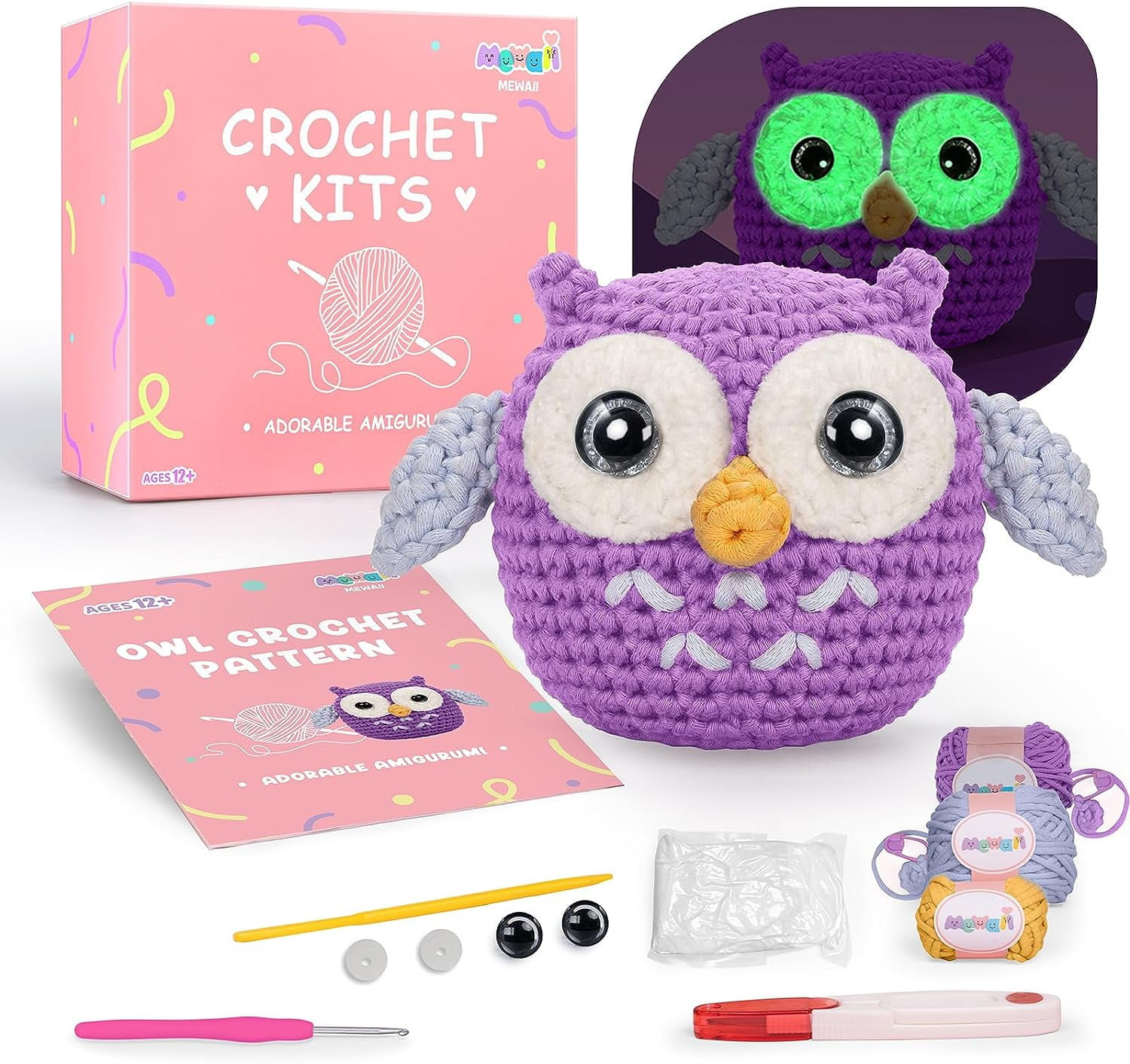 Mewaii® Crochet Hedgehog Crochet Kit for Beginners with Easy Peasy Yarn