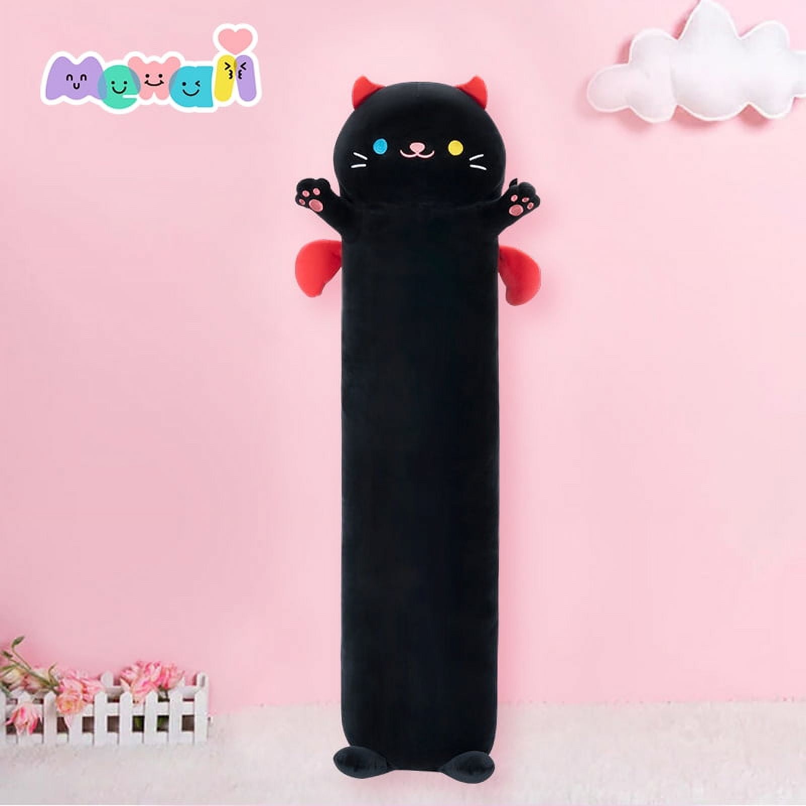 Mewaii Long Cat Plush Body Pillow, 20” Cute Black Cat Stuffed Animals  Kawaii Soft Plushies, Kitten Plush Pillow Doll Toy Gift for Girls Boys