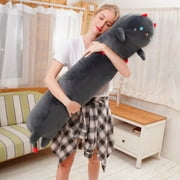Mewaii Long Cat Plush Body Pillow For Bed, 19" Stuffed Animals Plush Toy Kawaii Sleeping Pillow Squishy Plushies Cat Pillow Toy