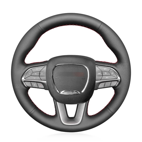 Mewant Black Steering Wheel Cover for Dodge Challenger 2015-2018 Charger 2015-2023 Handsewing Wrap