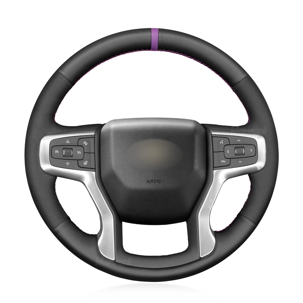 Mewant Handsewing Black Steering Wheel Cover for Chevrolet