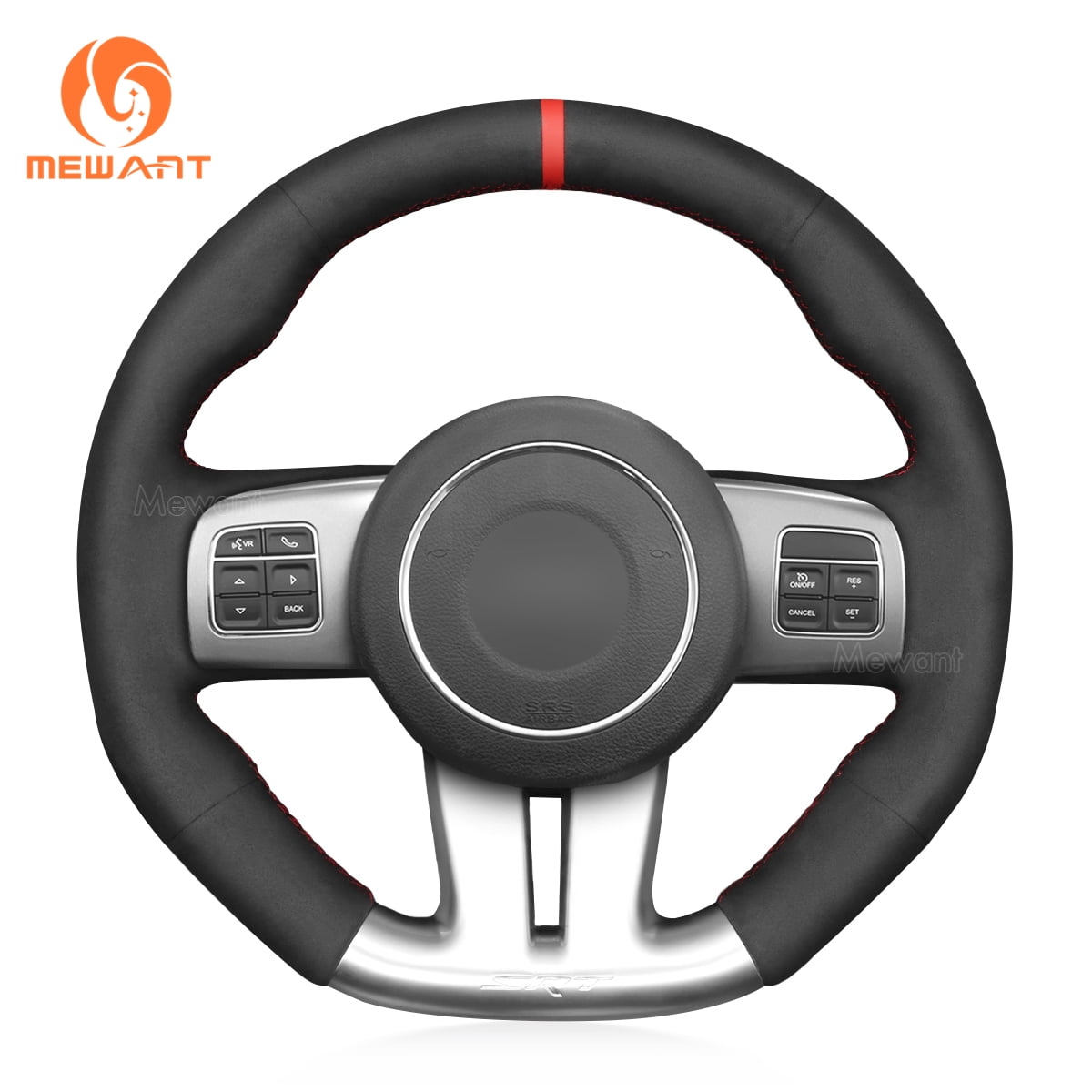 Mewant Handsewing Car Steering Wheel Cover for Dodge Challenger
