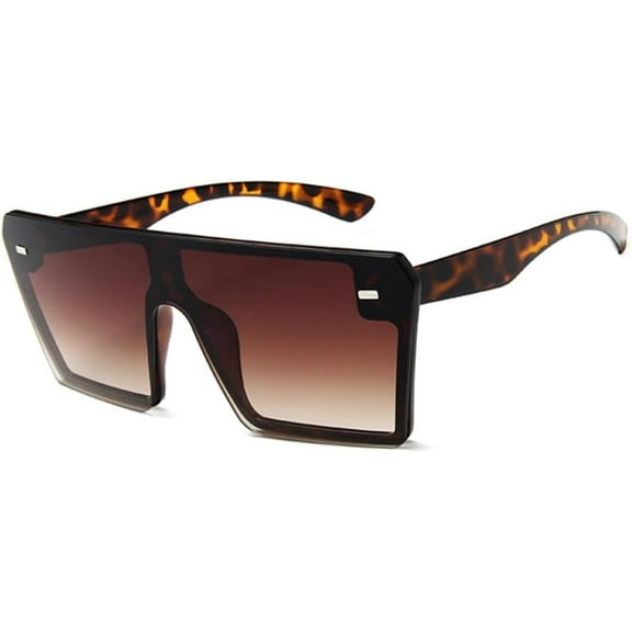 Mewfacos Oversized Sunglasses Women Flat Top Red Black Clear Lens One Piece Men Shade Mirror UV400