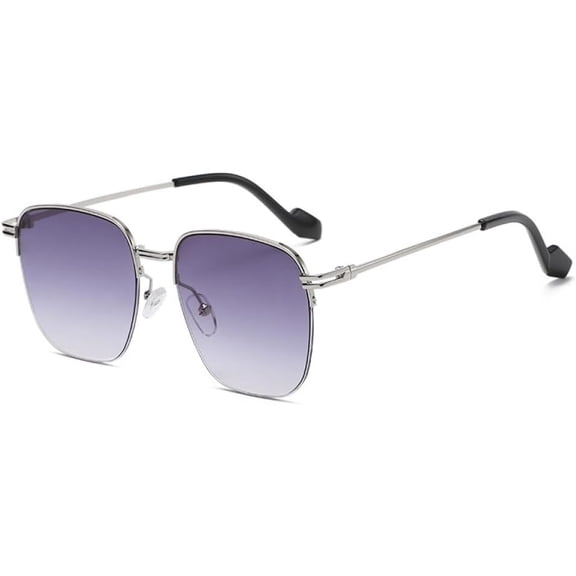 Mewfacos Sunglasses Men's Metal Half Frame Gradient Pink Sunglasses Street Shooting Light Glasses