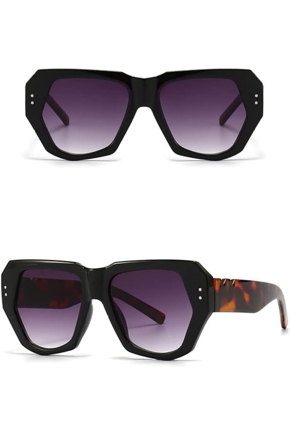 Sunglasses Women Thick Frame Rivets Sun Glasses Big Tortoise Eyewear