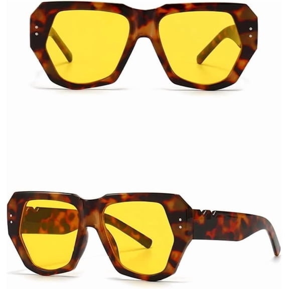 Mewfacos Sunglasses Women Thick Frame Rivets Sun Glasses Big Tortoise Eyewear