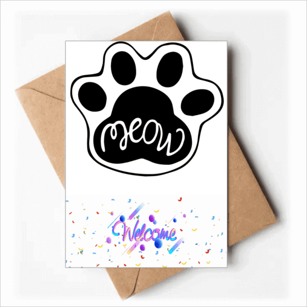 Mewing Cat Paw English Quote Cartoon Welcome Back Greeting Cards ...