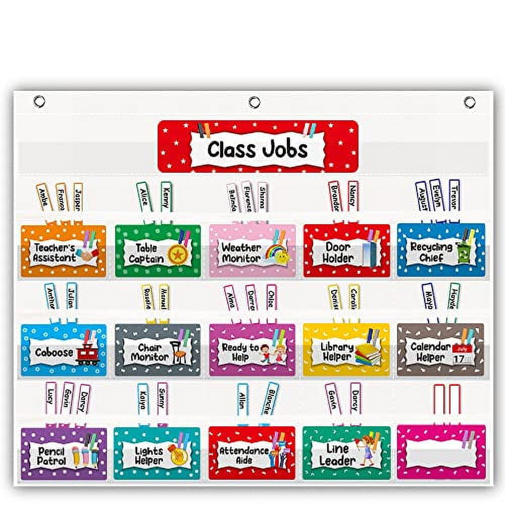 Mewise Class Jobs Pocket Chart for Classroom,Teacher's Helper Classroom