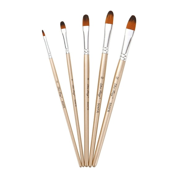 Mewmewcat 5pcs Angular Paint Brushes Set Nylon Hair Wooden Handle Artists Paintbrushes for Adults Beginners for Acrylic Oil Watercolor Gouache Nail Body Face Detailing Painting Art Crafts Supplies
