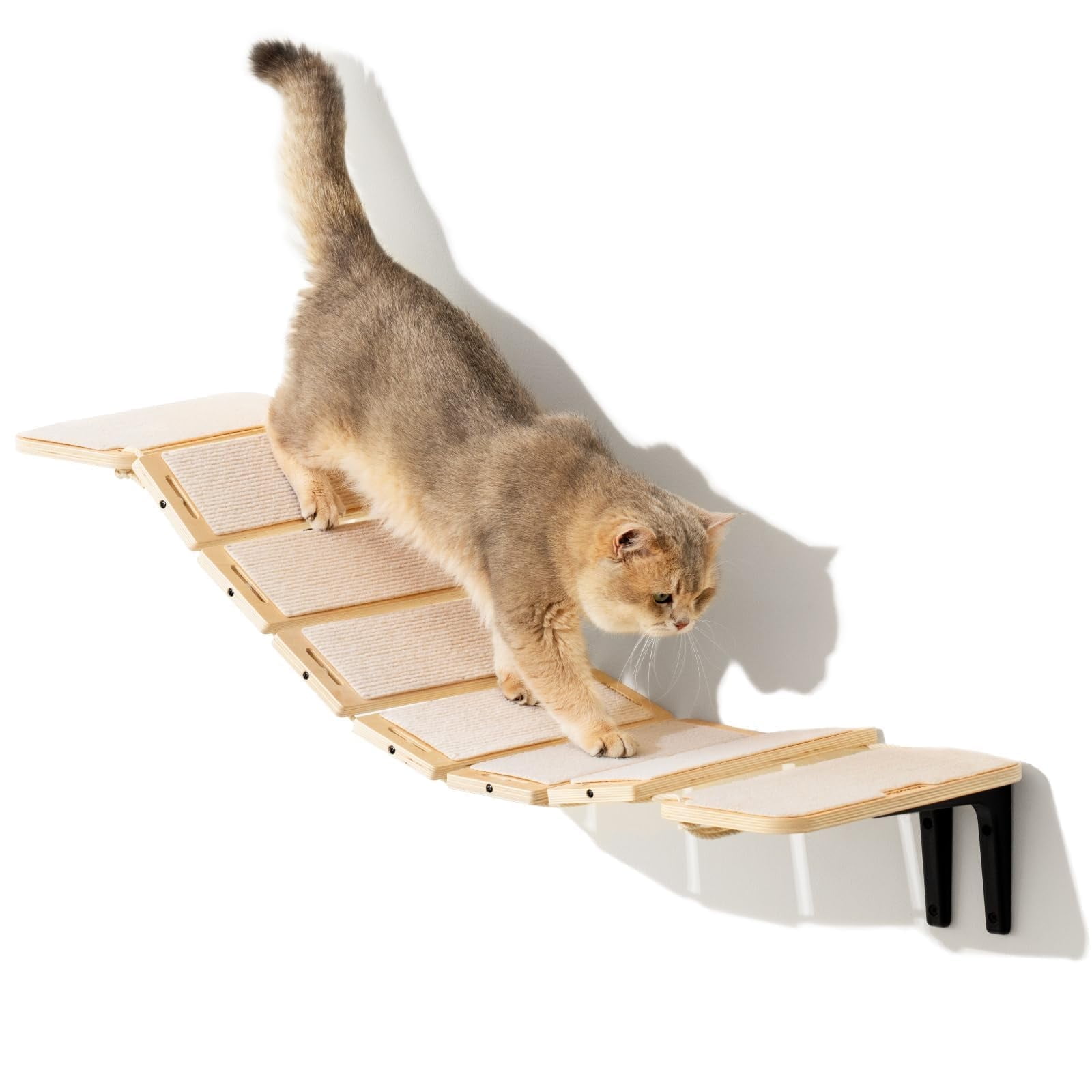 Mewoo Cat Bridge Cat Climbing Shelves, 12.9 Inch Wooden Cat Stairs for ...