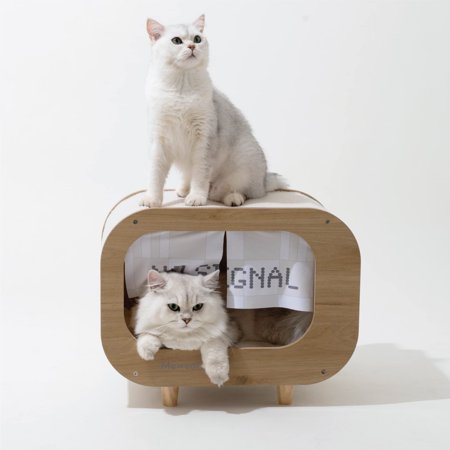 MewooFun Cat House Cat Condo TV Cat Bed for Indoor Cats Sturdy Luxury Large Wooden Cat Shelter Furniture with Cat Scratching Pads