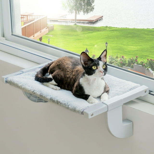 Mewoofun Cat Window Sill Perch, Large Kitty Mounted Wall Bed, Removable Covers, Ideal for Indoor