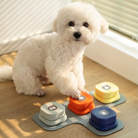 Mewoofun Dog Talking Buttons Set with Non-Skid Mat, 4 Count (4 Pack)