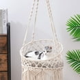 thumbnail image 1 of Mewoofun Macrame Cat Hammock,Hanging Cat Bed Hammock Cat Swing for Indoor Cats,Beige, 1 of 5