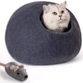 thumbnail image 1 of Mewoofun Medium Cat Cave Bed,Handmade Wool Cat House,Felt Cat Caves for Indoor Cats and Kittens,Blue, 1 of 9