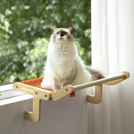 Mewoofun Medium Cat Sill Window Perch Mount Hammock Seat Bed for Indoor Cats,Orange,Holds Up to 40 lbs