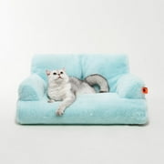 Mewoofun Pet Couch Bed, Washable Cat Beds for Medium Small Dogs & Cats, Durable Dog Beds with Non-Slip Bottom, Fluffy Cat Couch,Blue